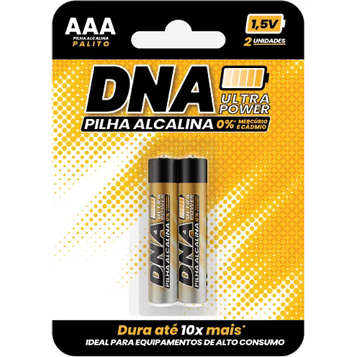 PILHA ALCALINA AAA COM 2 UND - DNA